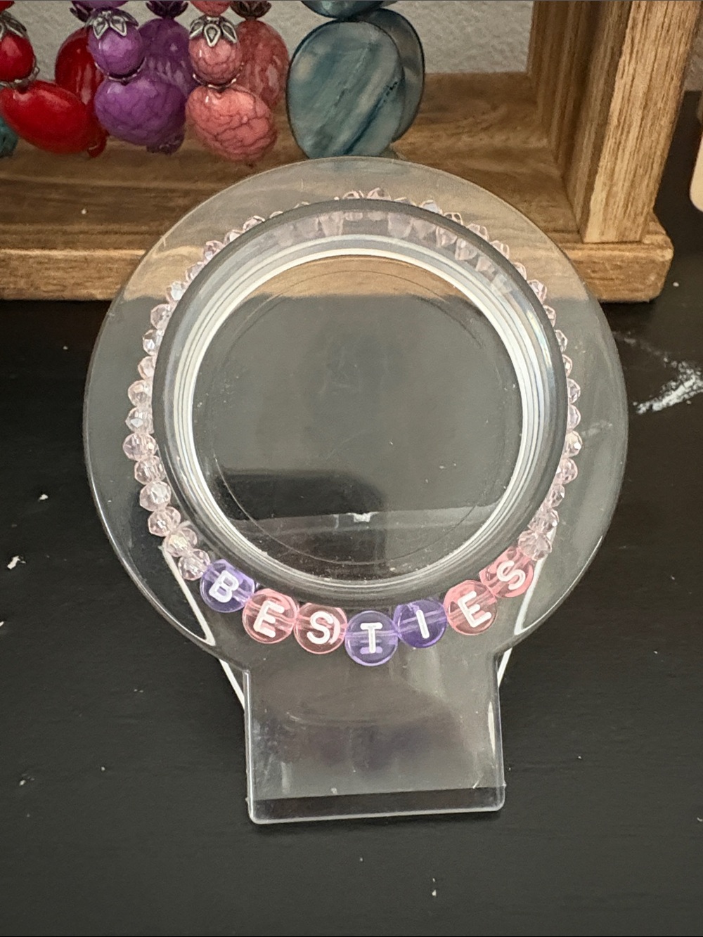 Handcrafted besties beaded bracelet